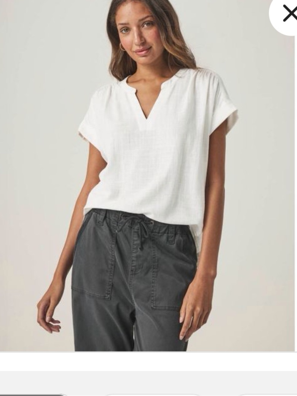 Splendid Women's Split-Neck White st Tropez Top xs